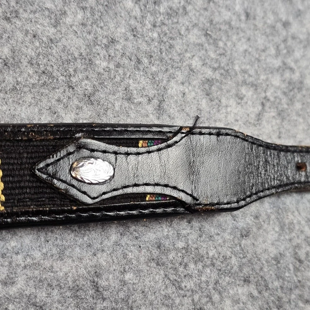 Circle Y Western Belt Mens 32 Leather Multicolor Woven Inlay Silver Accents West
